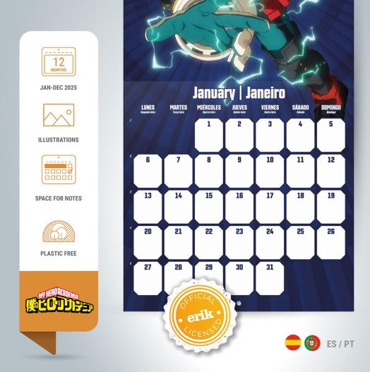 Календар Grupo Erik - My Hero Academia, 2025 година