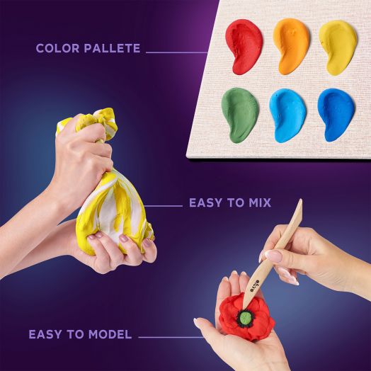 Творчески комплект Okto - Декорация с лек моделин - цветя 