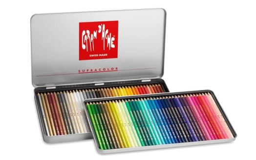 Комплект цветни моливи Caran d'Ache Supracolor Soft, 80 цвята