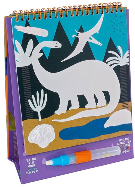 Тефтер за оцветяване с вода Floss & Rock, Magic Colour-in pad, Dinosaur - Динозаври
