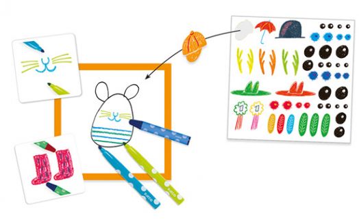 Комплект за рисуване Djeco: Забавни животни