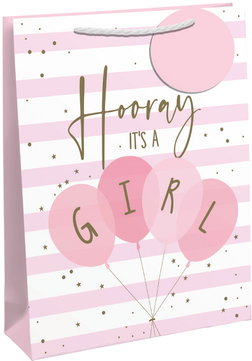 Подаръчна торбичка Eurowrap - Hooray It's A Girl, средна
