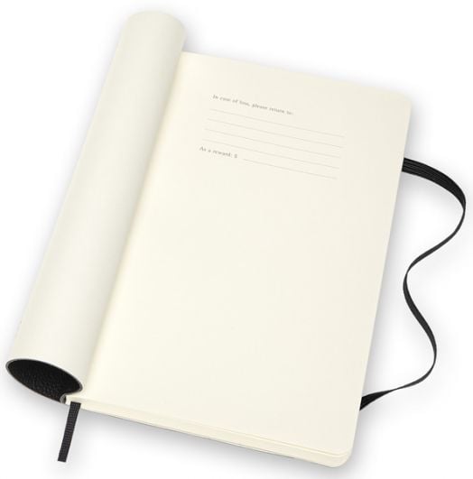 Кожен класически тефтер Moleskine Classic Leather Black с меки корици и листа на широки редове