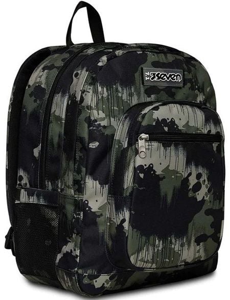 Ученическа раница Seven Freethink Camo Green с две отделения и USB порт