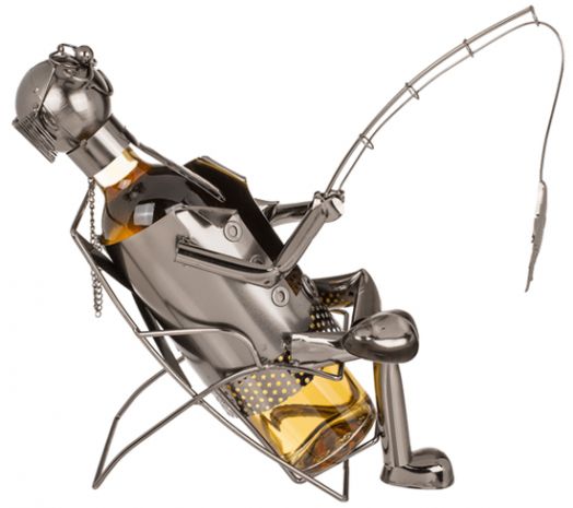 Метална поставка за вино - Fishing man