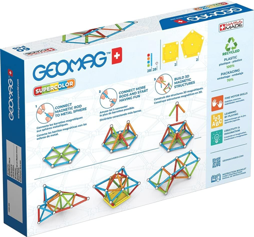 Магнитен конструктор Geomag - Supercolor, 60 части