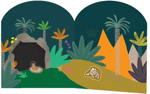 Книжка със стикери Floss & Rock, Stick and Play, Dinosaur - Динозаври