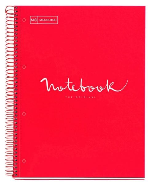 Тетрадка Miquelrius Emotions А4 със спирала, 80 листа на малки квадратчета, червена