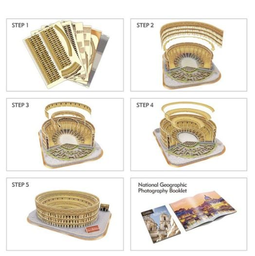 3D пъзел Cubic Fun National Geographic - Колизеумът в Рим, 131 части