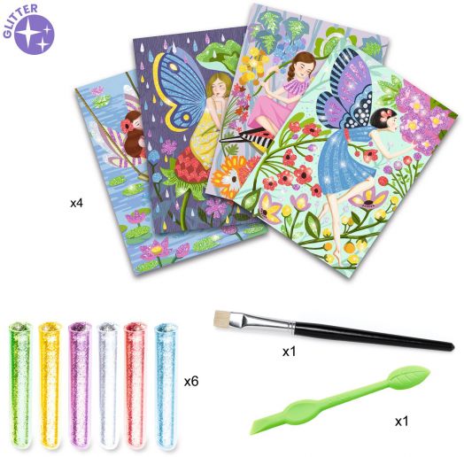 Творчески комплект Djeco: Рисуване с брокат, феи
