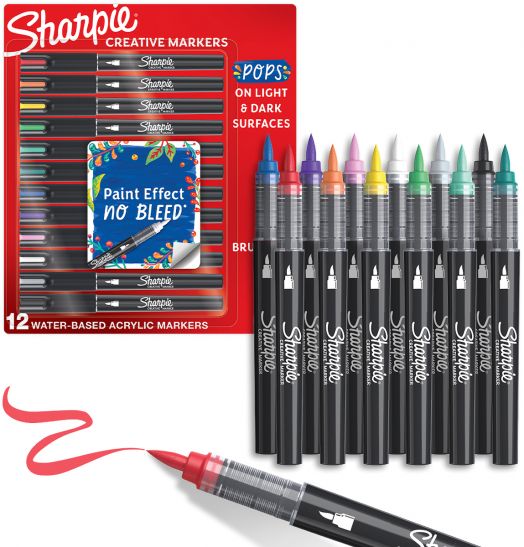 Комплект акрилни маркери Sharpie Creative Brush Tip, 12 цвята