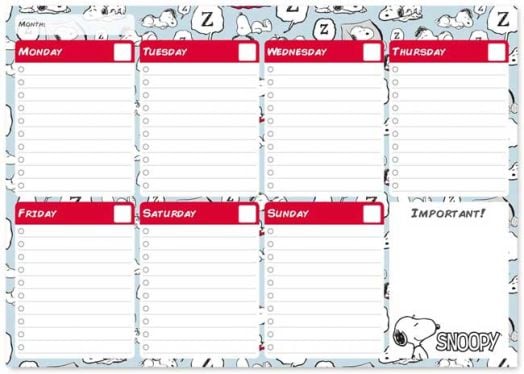 Седмичен планер - пад Snoopy А4, 52 листа