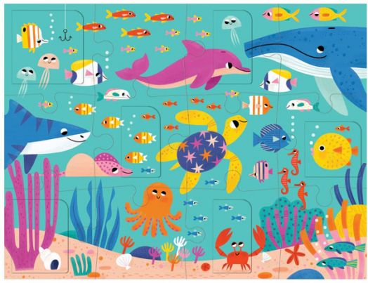 Пъзел с повдигащи се капачета Mudpuppy - Океанско парти, 12 части