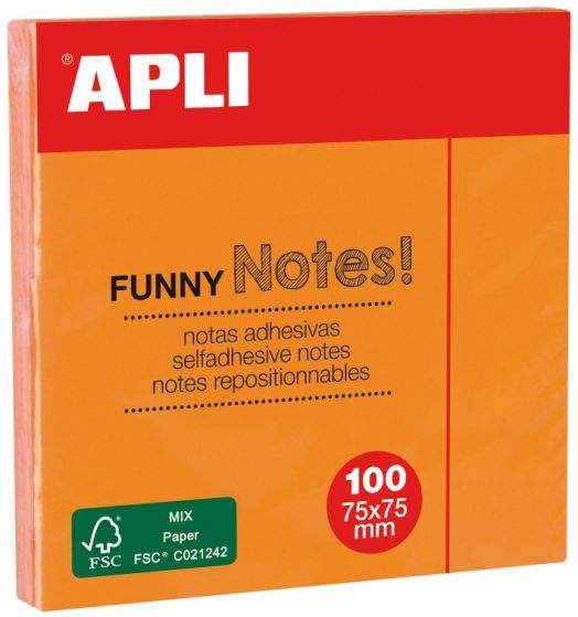 Самозалепващи се листчета Apli, оранжеви, 100 листа