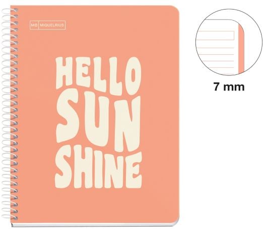 Тетрадка Miquelrius Messages Hello Sunshine А5 със спирала, 100 листа на широки редове