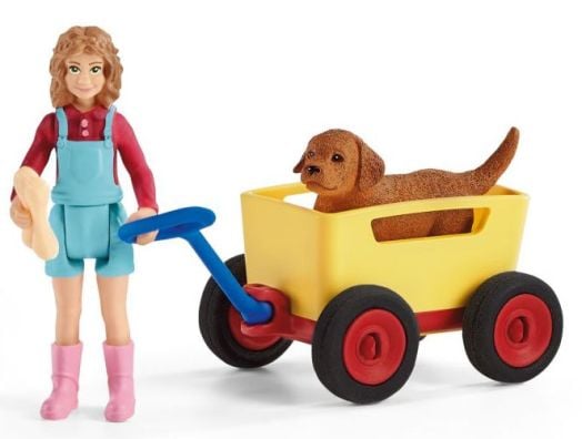 Комплект Schleich: Момиче с куче и количка