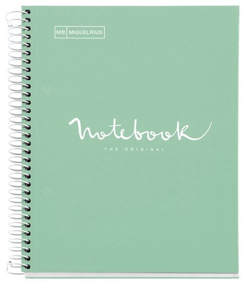 Тетрадка Miquelrius Emotions А5 със спирала, 80 листа на малки квадратчета, мента