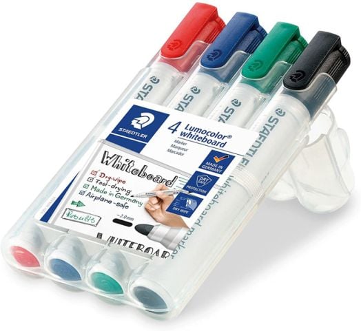Комплект маркери за бяла дъска Staedtler Lumocolor, 4 цвята
