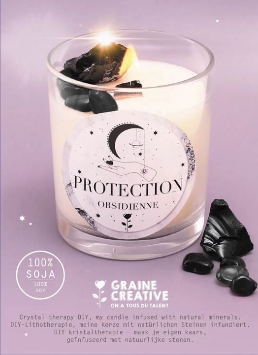 Комплект за правене на свещ Graine Creative - Литотерапия Обсидиан