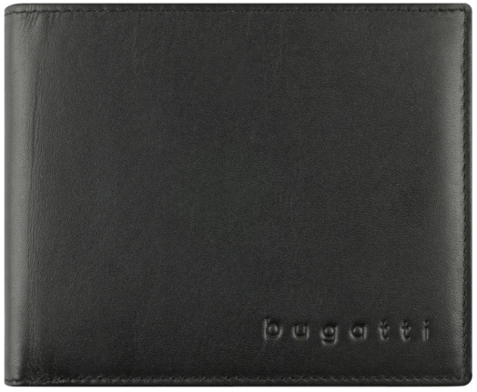 Мъжки кожен портфейл Bugatti Super Slim With Flap, черен