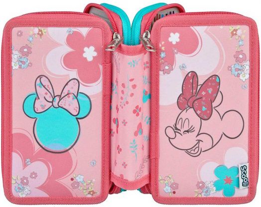 Ученически несесер Scooli Minnie Mouse с три отделения, пълен