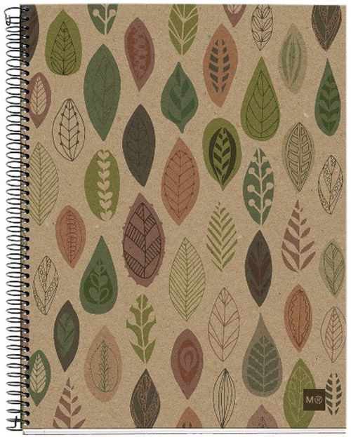 Тетрадка Miquelrius Recycled Ecoleaves А4 със спирала, 120 нелинирани листа