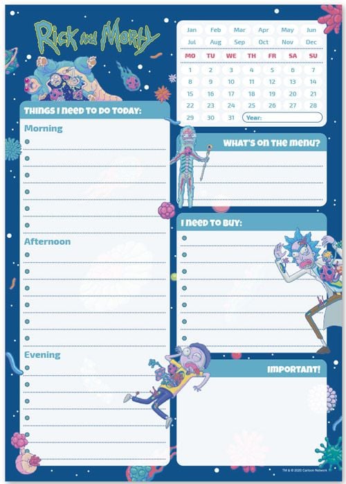 Блок - пад за бележки Rick & Morty Virus Attack A5, 52 листа