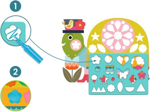 Творчески комплект Djeco - Направи колажи и оцвети с форми