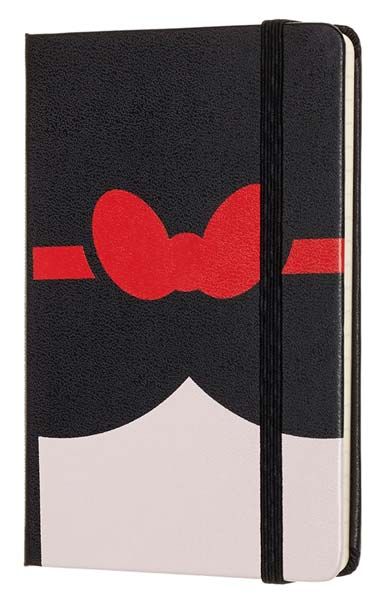 Черен тефтер Moleskine Snow White Red Bow Pocket с широки редове, Limited Edition