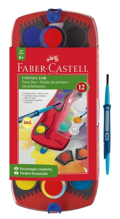 Акварелни бои Faber-Castell Conector, 12 цвята + четка