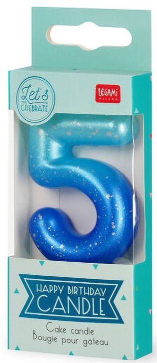 Свещ за рожден ден Legami - Цифра 5, синя