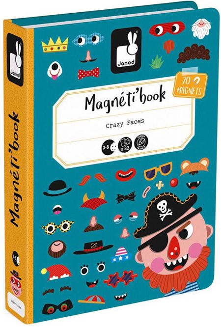 Детска магнитна книга Janod - Смешни момчешки лица