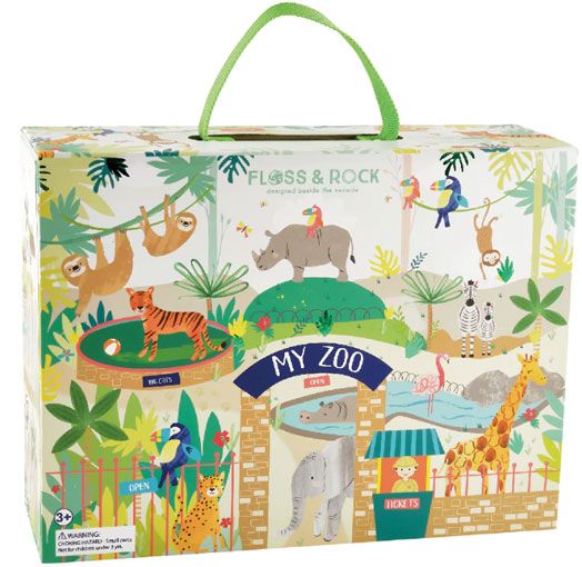Кутия за игра с дървени фигурки Floss & Rock, Jungle - Диви животни