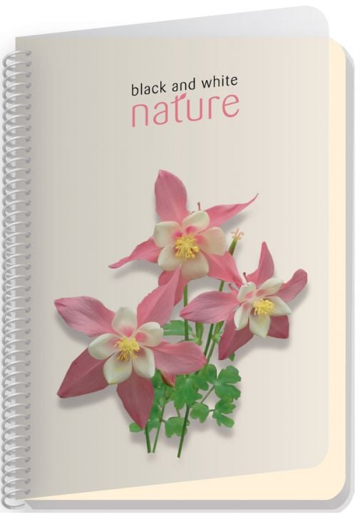 Тетрадка Black & White Nature A5 със спирала и 4 теми, 180 листа - широки редове