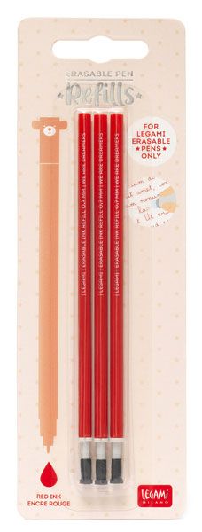 Комплект пълнители за изтриваеми гел химикалки Legami, червени