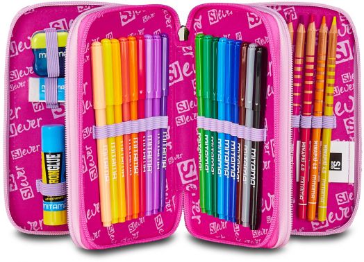 Ученически несесер Seven SJ Ever Unicorn с три отделения, пълен