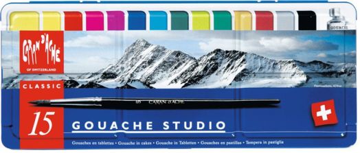 Водни бои Caran d'Ache, 15 цвята