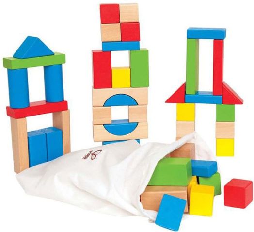 Игрален комплект Hape - Дървени кубчета, 50 броя