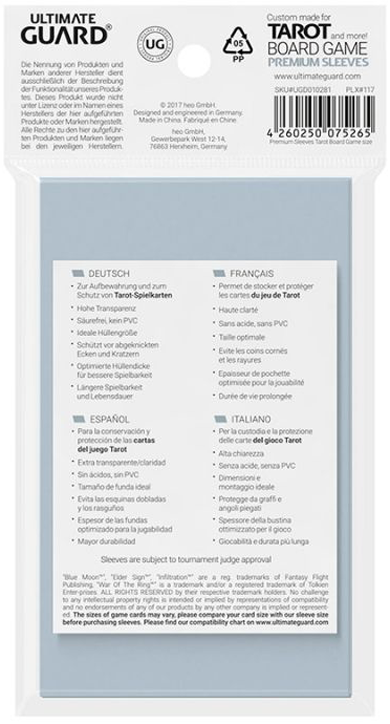 Протектори за карти Ultimate Guard: Tarot Sleeves Premium Size, 50 бр.