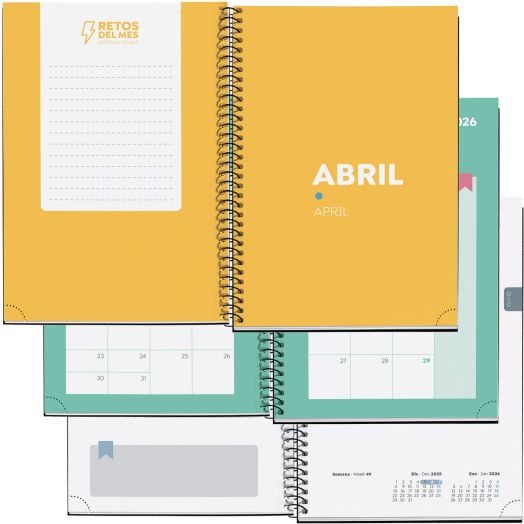 Тефтер - органайзер Miquelrius Blossom от септември 2025 до юни 2026 г., ден на страница