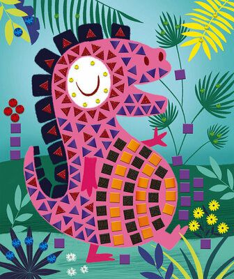 Креативен комплект Janod - Мозайка с динозаври