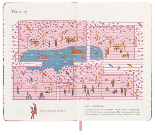 Класически тефтер Moleskine Sakura Bench с твърди корици и нелинирани страници