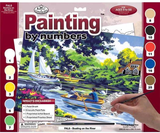 Комплект за лесно рисуване с акрилни бои Royal & Langnickel - Разходка по реката