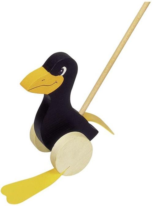 Дървена играчка за бутане Goki - Гарван
