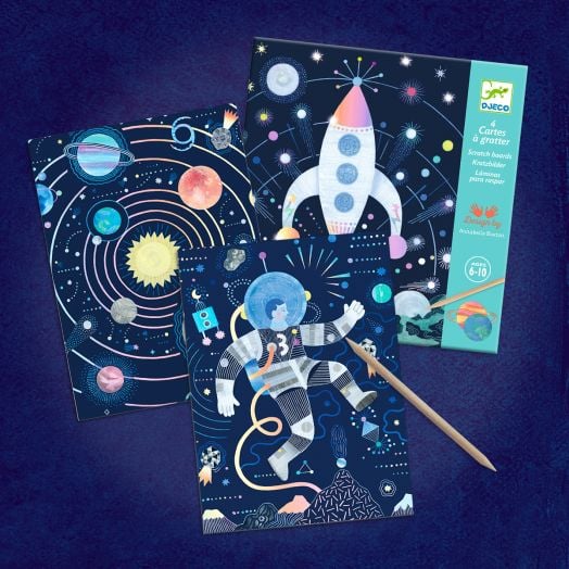 Комплект скреч карти Djeco - Cosmic Mission