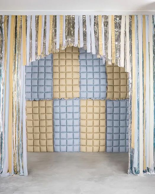 Фолиев балон PartyDeco - Двустранна завеса, бежов-син