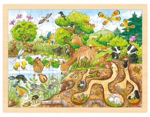 Дървен пъзел Goki: Изследвай природата, 96 части