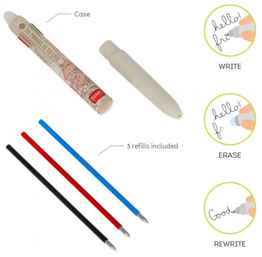 Трицветна химикалка с гума Legami - Travel