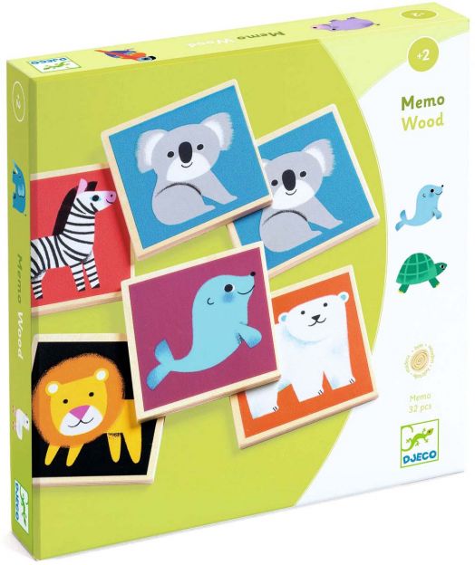 Детска дървена мемо игра Djeco - Животни
