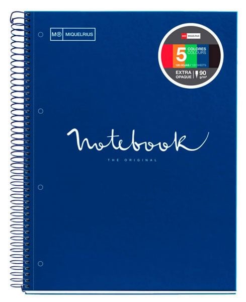 Тетрадка Miquelrius Emotions А4 със спирала, 120 листа на малки квадратчета, тъмносиня